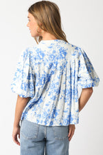 Morning Squeeze Top- White Blue