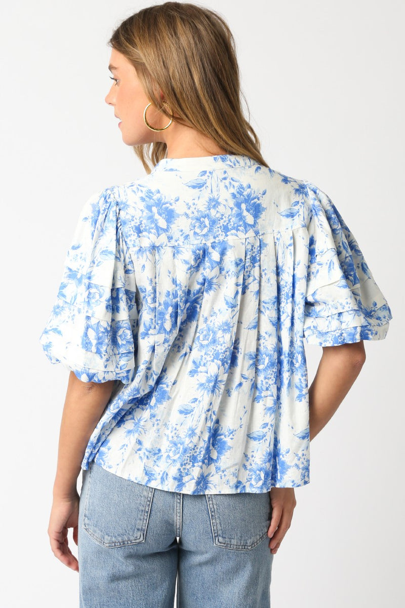 Morning Squeeze Top- White Blue