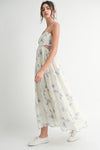 Floral Scallop Midi Dress- Blue