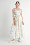 Floral Scallop Midi Dress- Blue