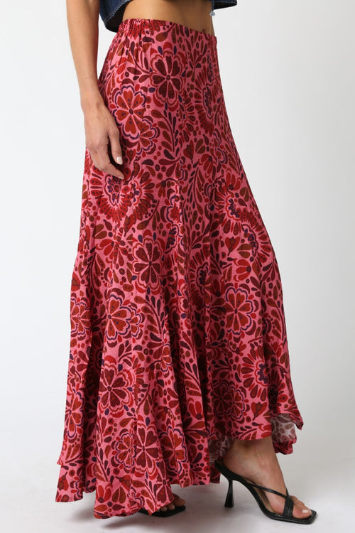 Finally Fall Skirt- Pink Red