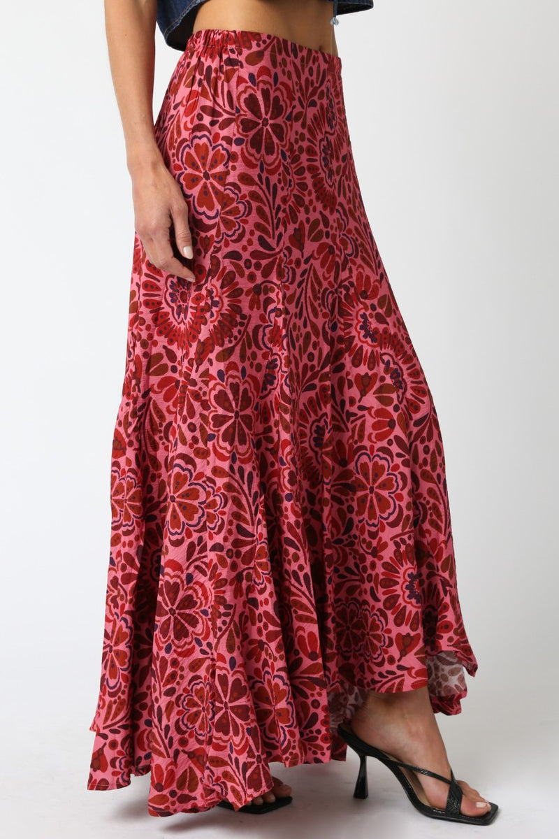 Finally Fall Skirt- Pink Red