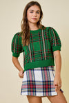 Christmas Plaid Top- Green Multi Plaid