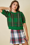Christmas Plaid Top- Green Multi Plaid