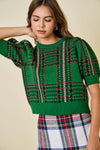 Christmas Plaid Top- Green Multi Plaid