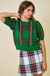 Christmas Plaid Top- Green Multi Plaid