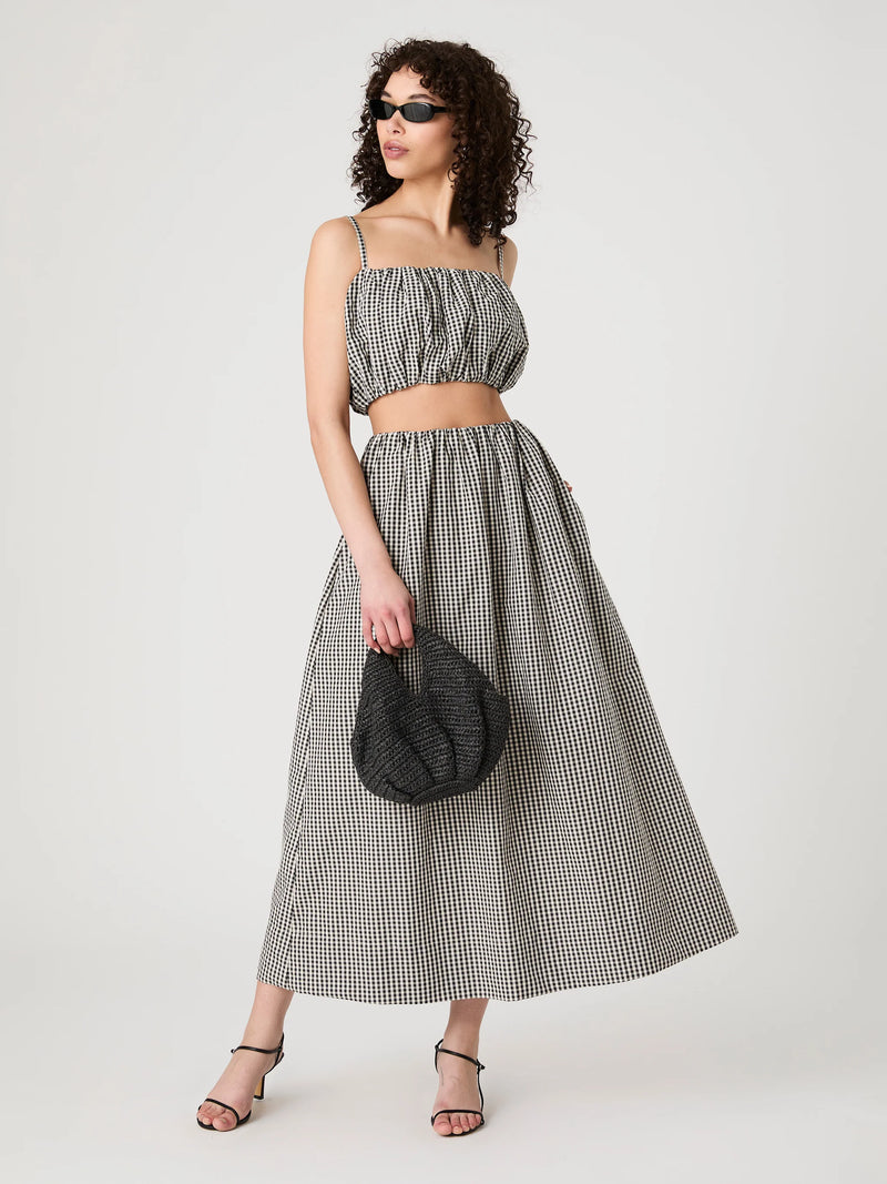 Gingham Maxi Skirt- Black Gingahm