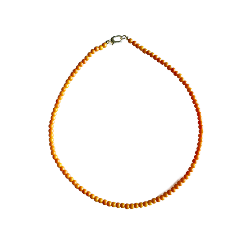Dainty Gumball Gemstone Necklace- Light Orange
