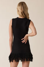 Fringe Mini Dress- Black