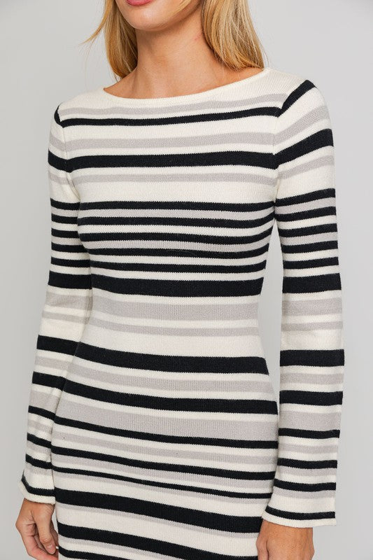 Holly Jolly Sweater Dress- Black/White