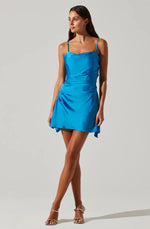 Cerinthe Satin Mini Dress - Blue