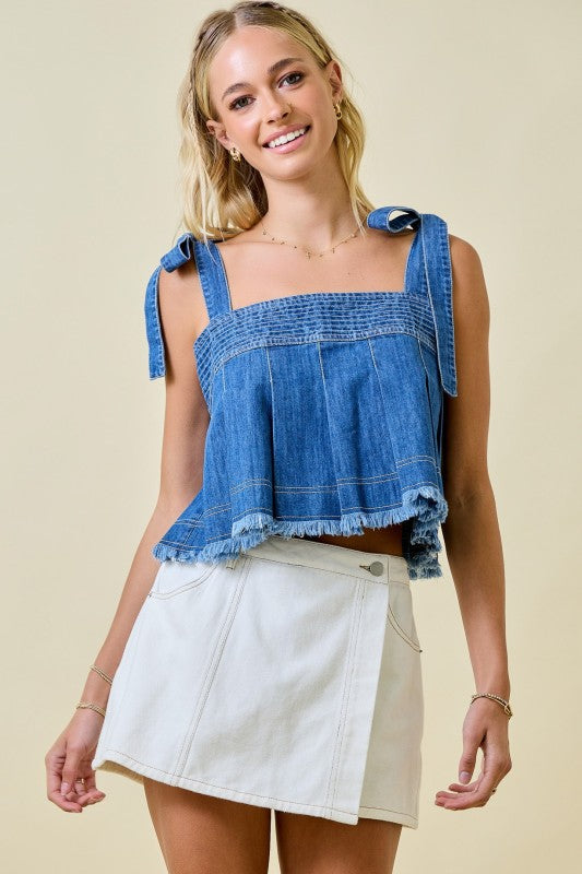 Winning Team Top- Washed Denim