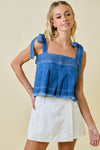 Winning Team Top- Washed Denim