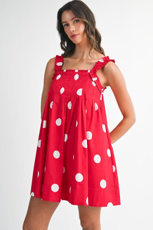 Polka Dot It Dress- Red