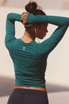 Tempo Ruched Long Sleeve- Evergreen