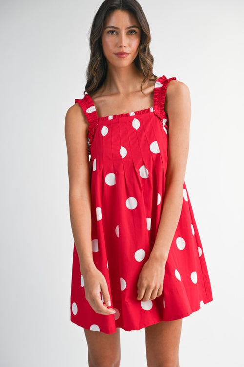Polka Dot It Dress- Red