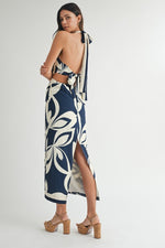 Halter Neck Midi Dress- Navy