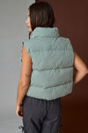 Gingham Puffer Vest- Green