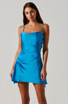 Cerinthe Satin Mini Dress - Blue