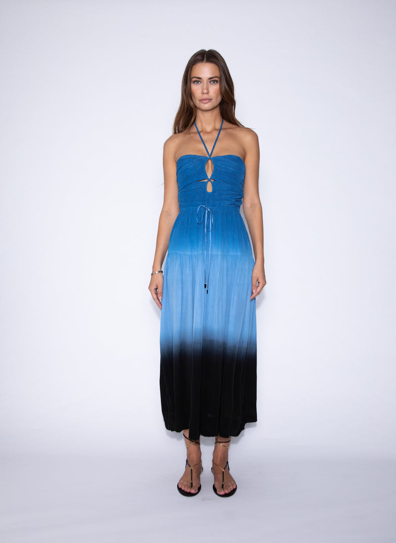 Malwa Ombre Midi Dress - Blue
