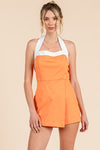 Under The Lights Romper- Orange/White