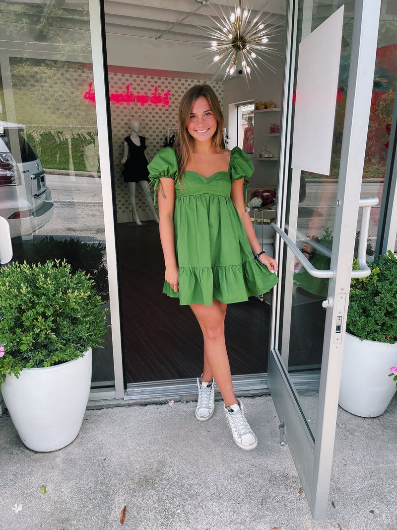 Baby Doll Dress -Martini Green