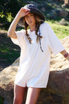 Hot Shot Tee Romper- Bleached Clay