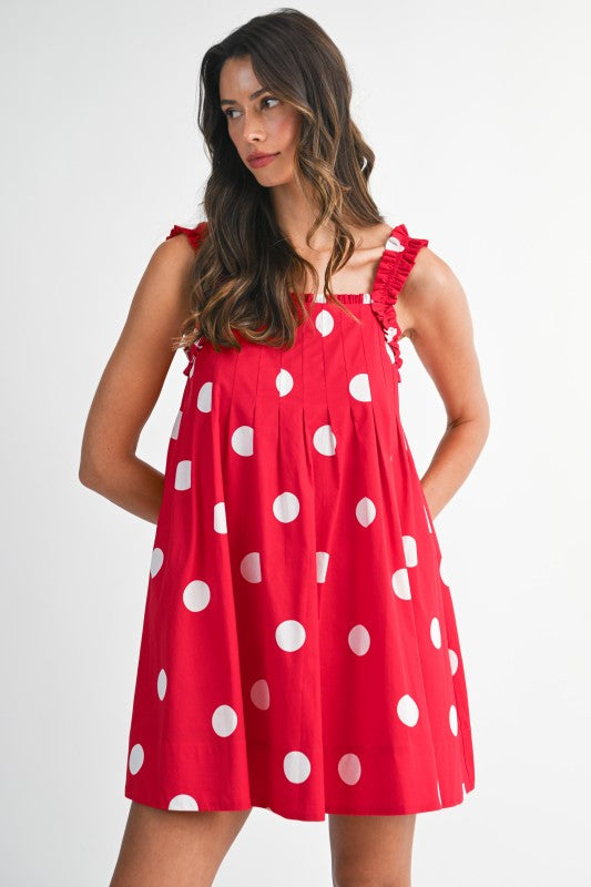 Polka Dot It Dress- Red