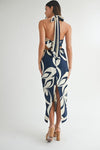 Halter Neck Midi Dress- Navy
