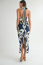 Halter Neck Midi Dress- Navy
