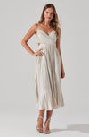 Capitola Pleated Midi Dress- Champagne