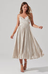 Capitola Pleated Midi Dress- Champagne