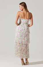 Emmi Front Cutout Tiered Dress- Purple Floral Mesh