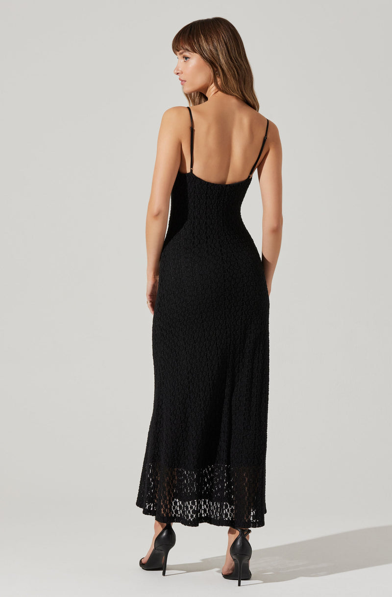 Renaisse Textured Maxi Dress- Black