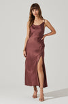 Glynis Cowl Neck Midi Dress- Mulberry