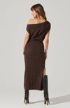 Val One Shoulder Sweater Dress- Espresso