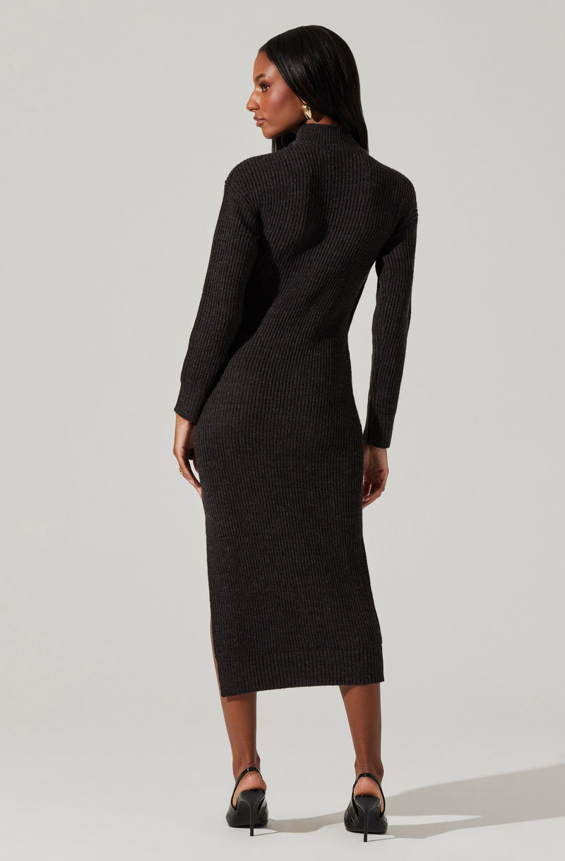 Audree Sweater Dress- Charcoal