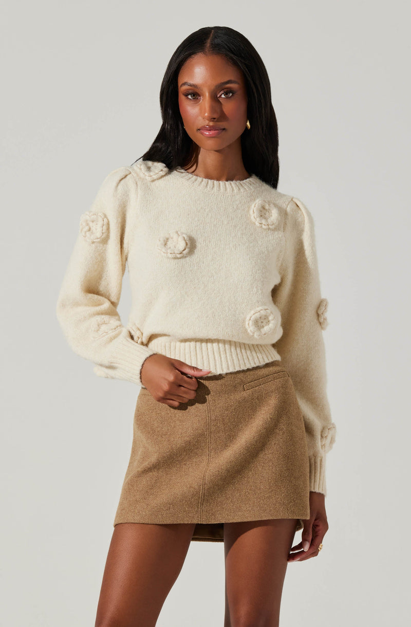 Wilessa Floral Sweater- Cream