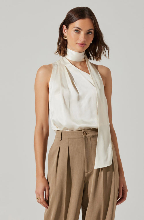 Partia Scarf Detail Asymmetrical Top