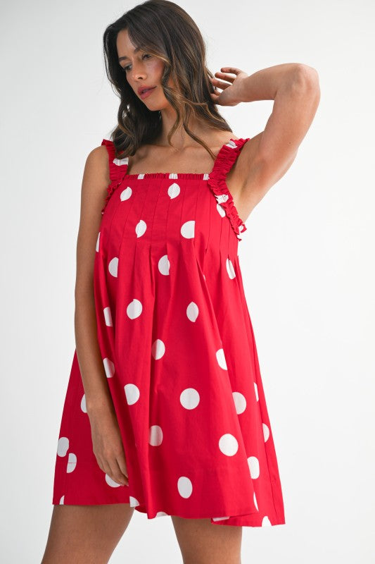 Polka Dot It Dress- Red