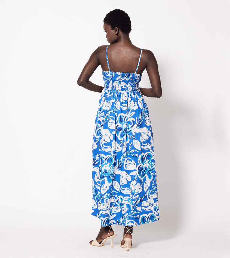 Annie Ankle Dress- Azure Print