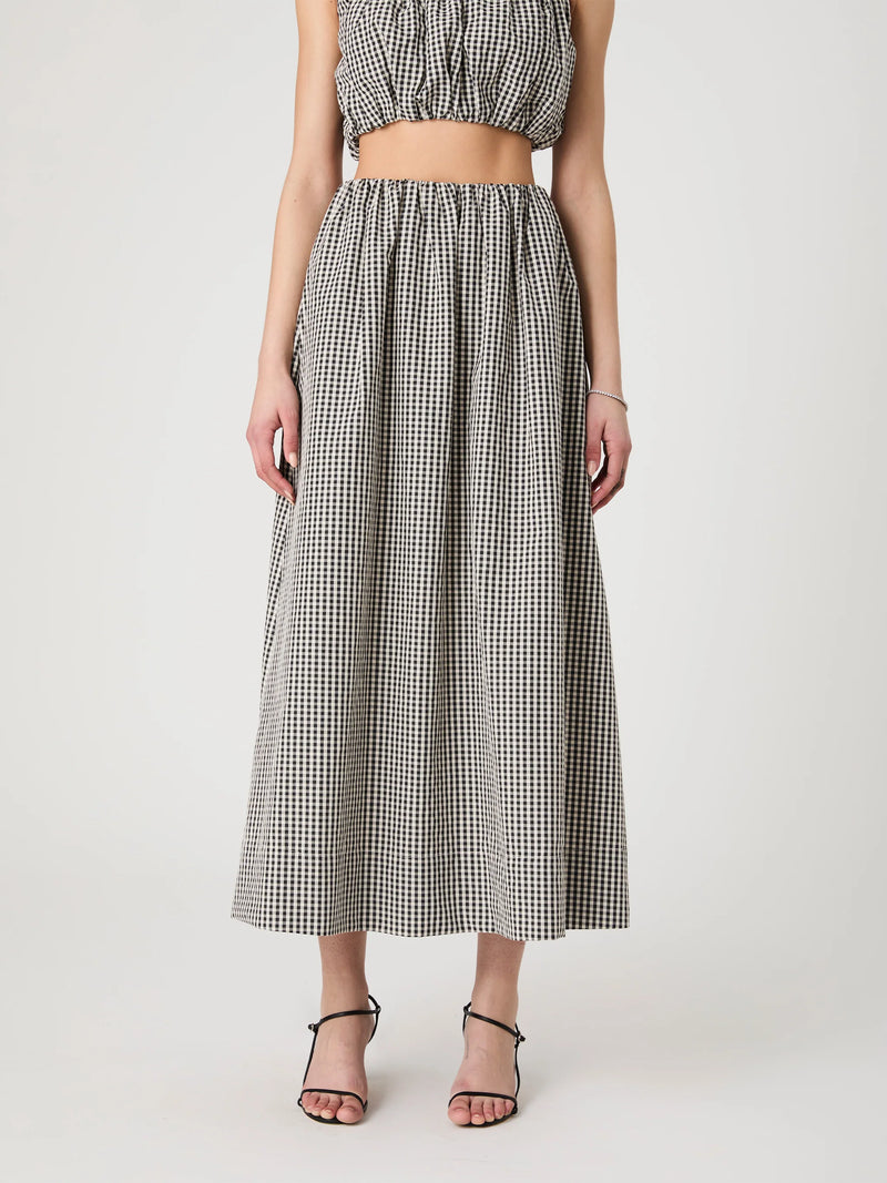 Gingham Maxi Skirt- Black Gingahm