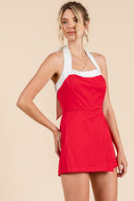 Under The Lights Romper- Red/White