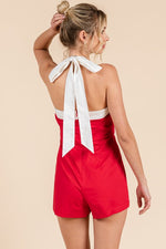 Under The Lights Romper- Red/White