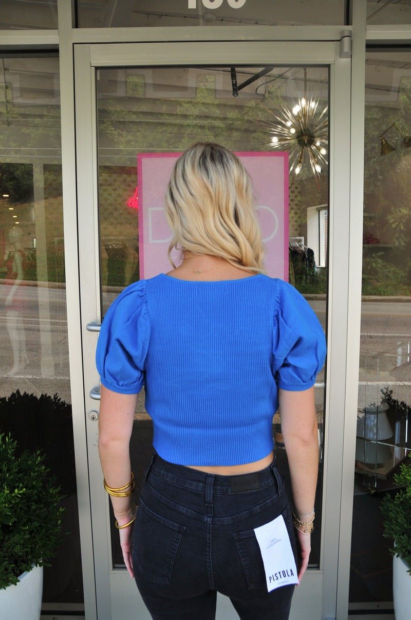 Spotted in Central Park Top- Blue