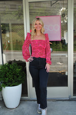 Pop The Bubbly Top- Pink Floral