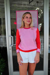 Long Sleeve Knit Sweater- Pink