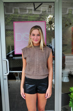 Quentin Cable Knit Top - Brown
