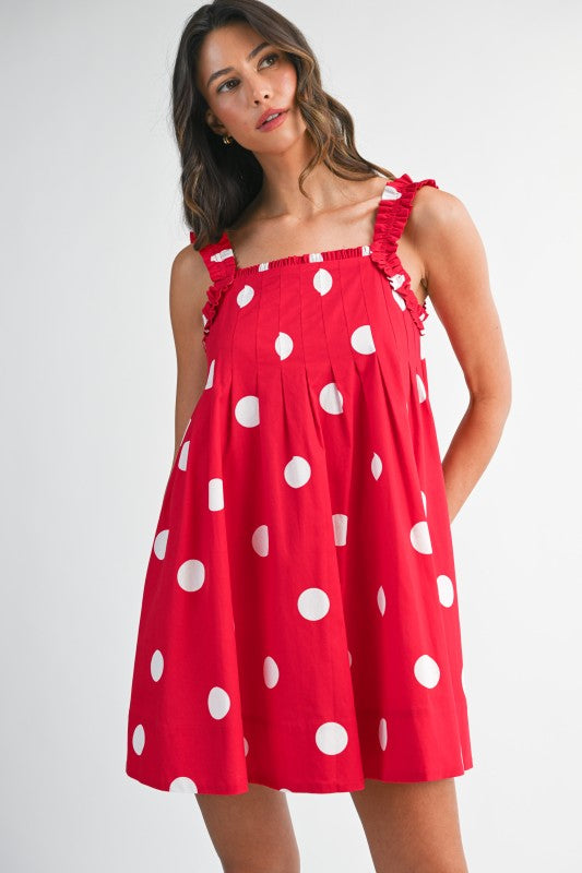 Polka Dot It Dress- Red