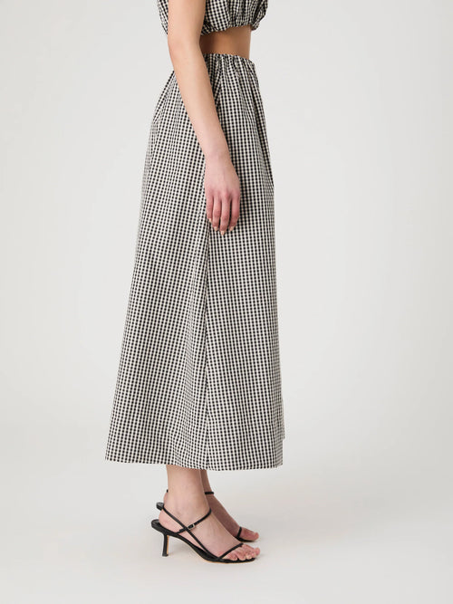 Gingham Maxi Skirt- Black Gingahm